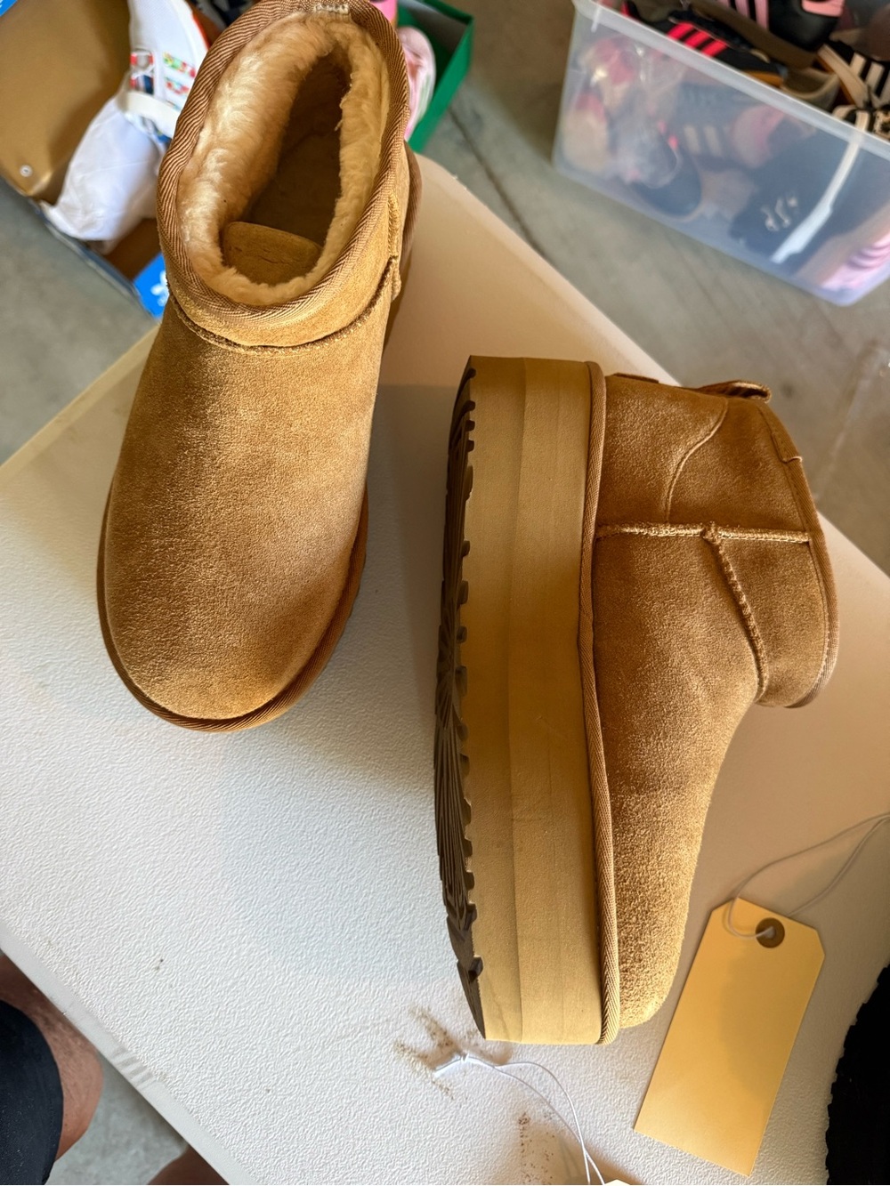 UGG Womens brand new Chestnut Suede Shearling-Lined Ankle Boots